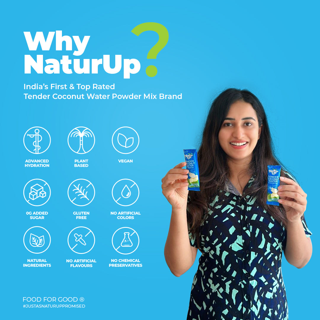 NATURUP Tender Coconut Water Powder Mix with Natural Electrolytes for Instant Energy & Hydration