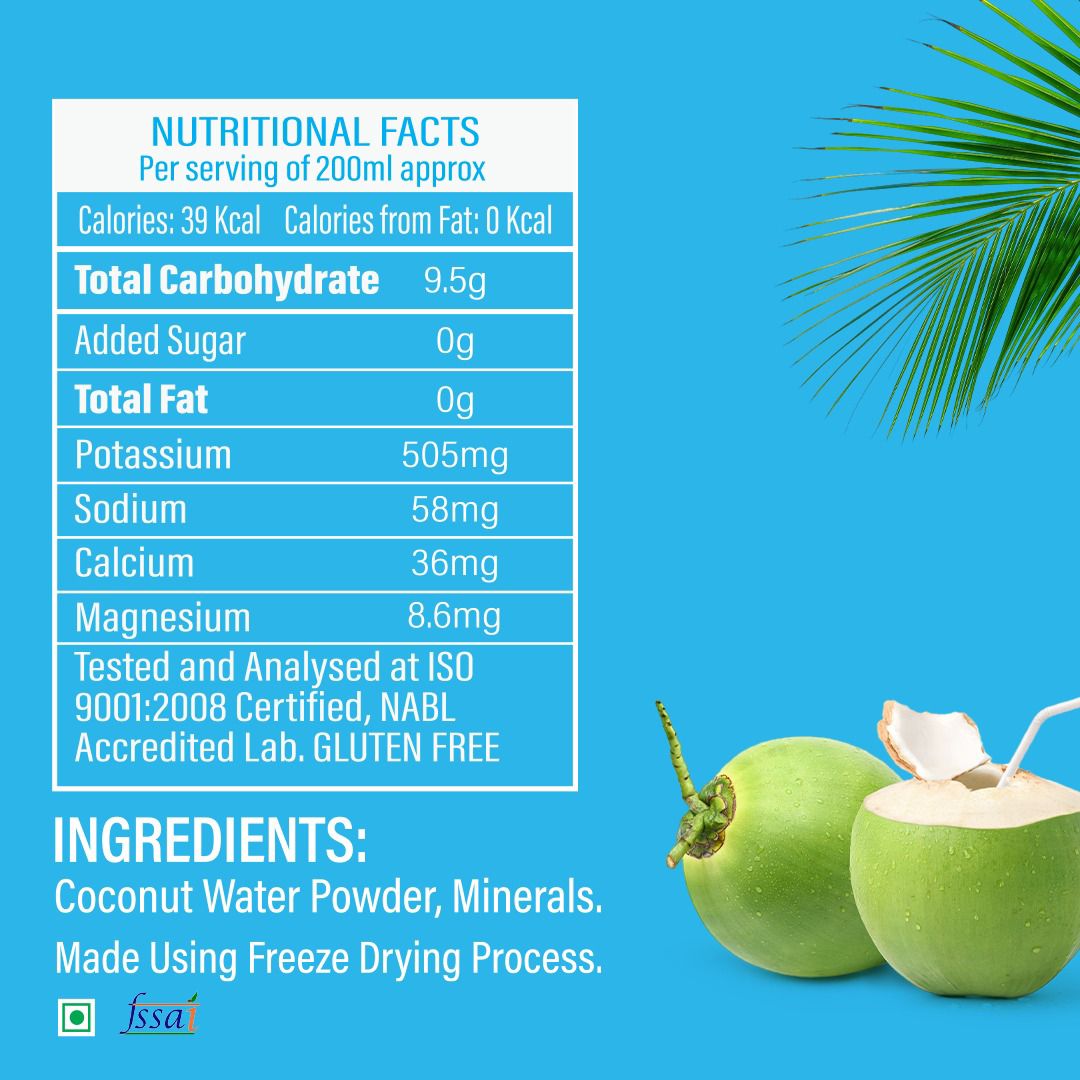 NATURUP Tender Coconut Water Powder Mix with Natural Electrolytes for Instant Energy & Hydration