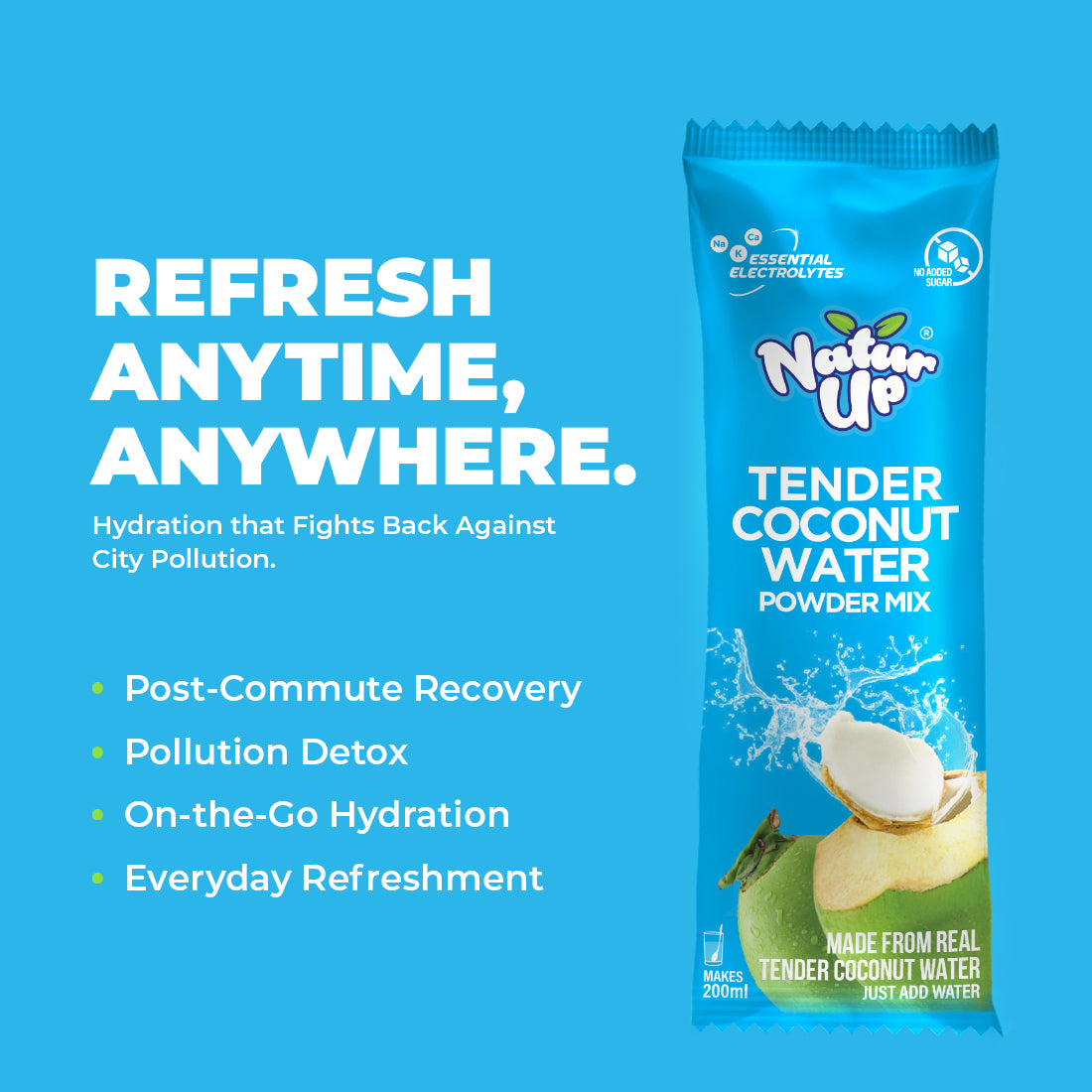NATURUP Coconut Water Powder | Pollution Day Hydration Mix